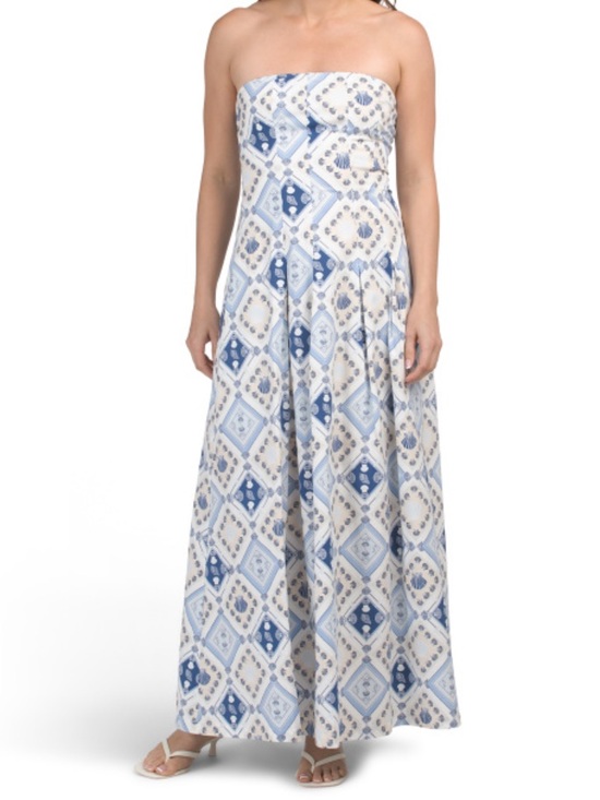 7 For All Mankind Dresses & Skirts - 7 For All Mankind Strapless Blue and White Printed Maxi Dress